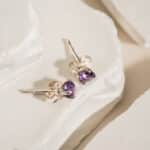 Bông Tai 3 Cánh Amethyst bạc S925 Opalina