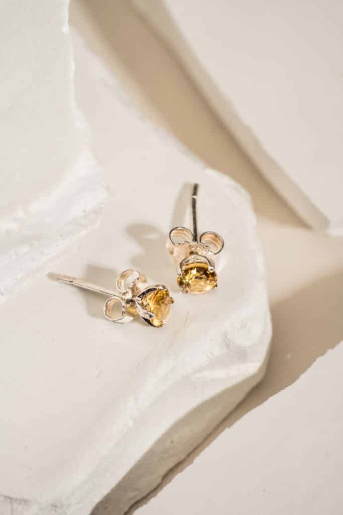 Bông Tai 3 Cánh Citrine bạc S925 Opalina