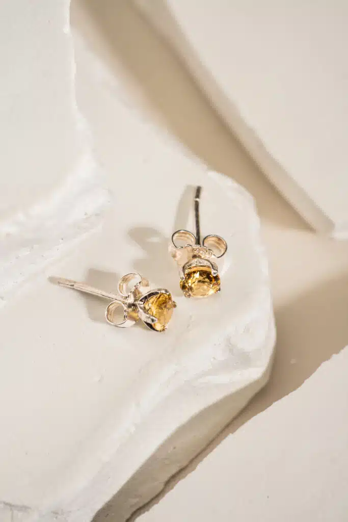 Bông Tai 3 Cánh Citrine bạc S925 Opalina
