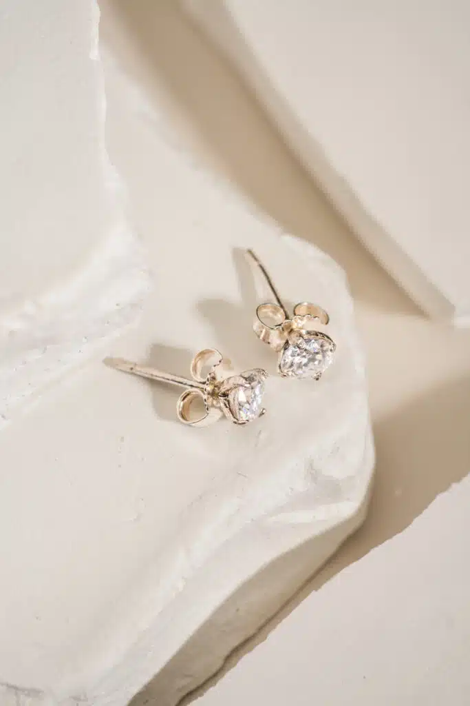 Bông Tai 3 Cánh Moissanite Trắng bạc S925 Opalina