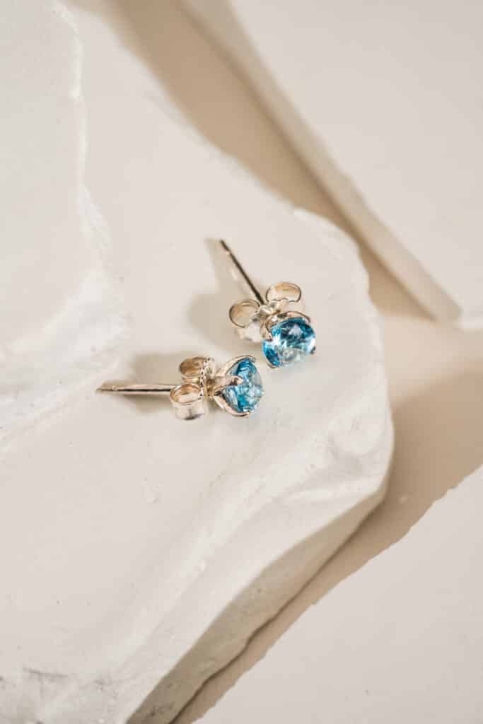 Bông Tai 3 Cánh Topaz bạc S925 Opalina