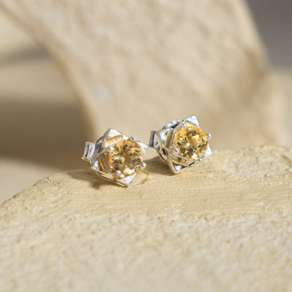Bông Tai 4 Cánh Citrine bạc S925 Opalina