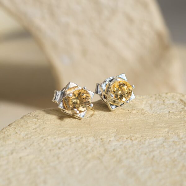 Bông Tai 4 Cánh Citrine bạc S925 Opalina