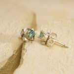 Bông Tai 4 Cánh Moissanite Xanh bạc S925 Opalina