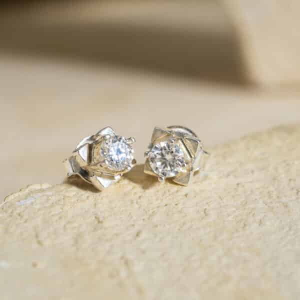 Bông Tai 4 Cánh Moissanite Trắng bạc S925 Opalina