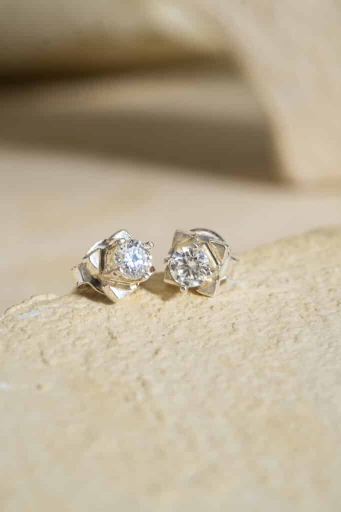 Bông Tai 4 Cánh Moissanite Trắng bạc S925 Opalina