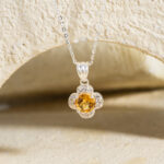 Mặt Dây Cỏ Bốn Lá Citrine bạc S925 Opalina