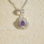 Mặt Dây 3 Cánh Hoa Amethyst bạc S925 Opalina