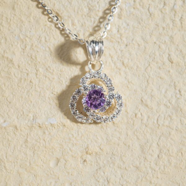 Mặt Dây 3 Cánh Hoa Amethyst bạc S925 Opalina