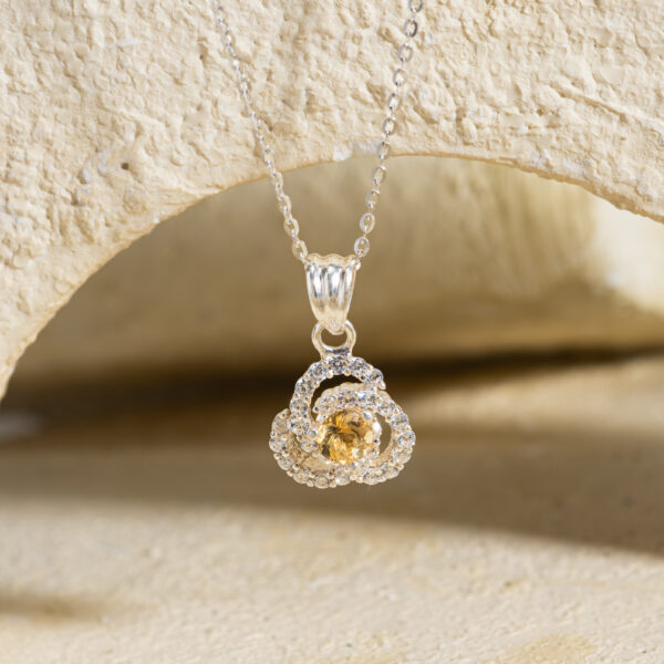 Mặt Dây 3 Cánh Hoa Citrine bạc S925 Opalina