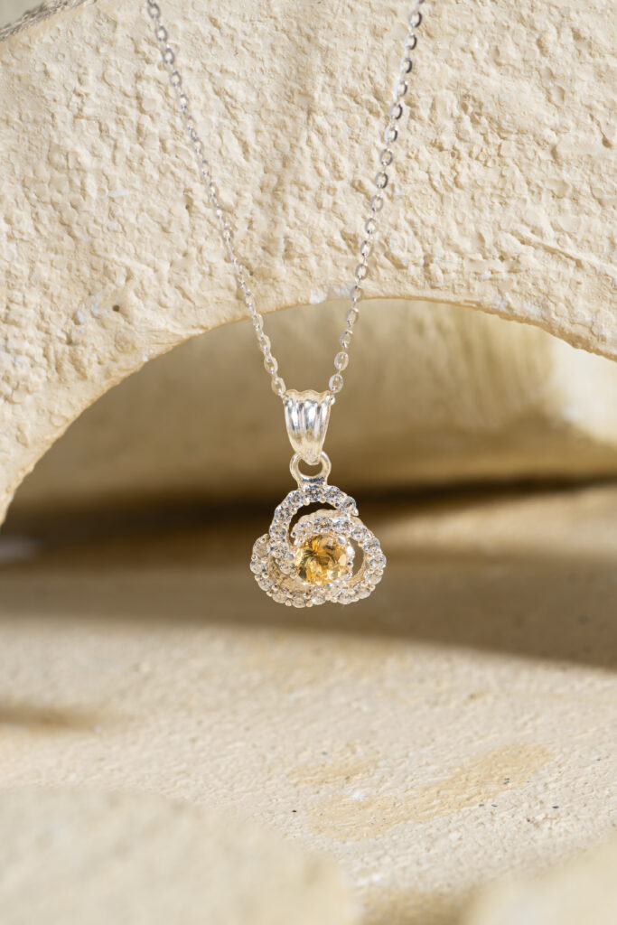 Mặt Dây 3 Cánh Hoa Citrine bạc S925 Opalina