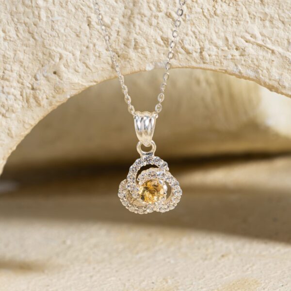 Mặt Dây 3 Cánh Hoa Citrine bạc S925 Opalina