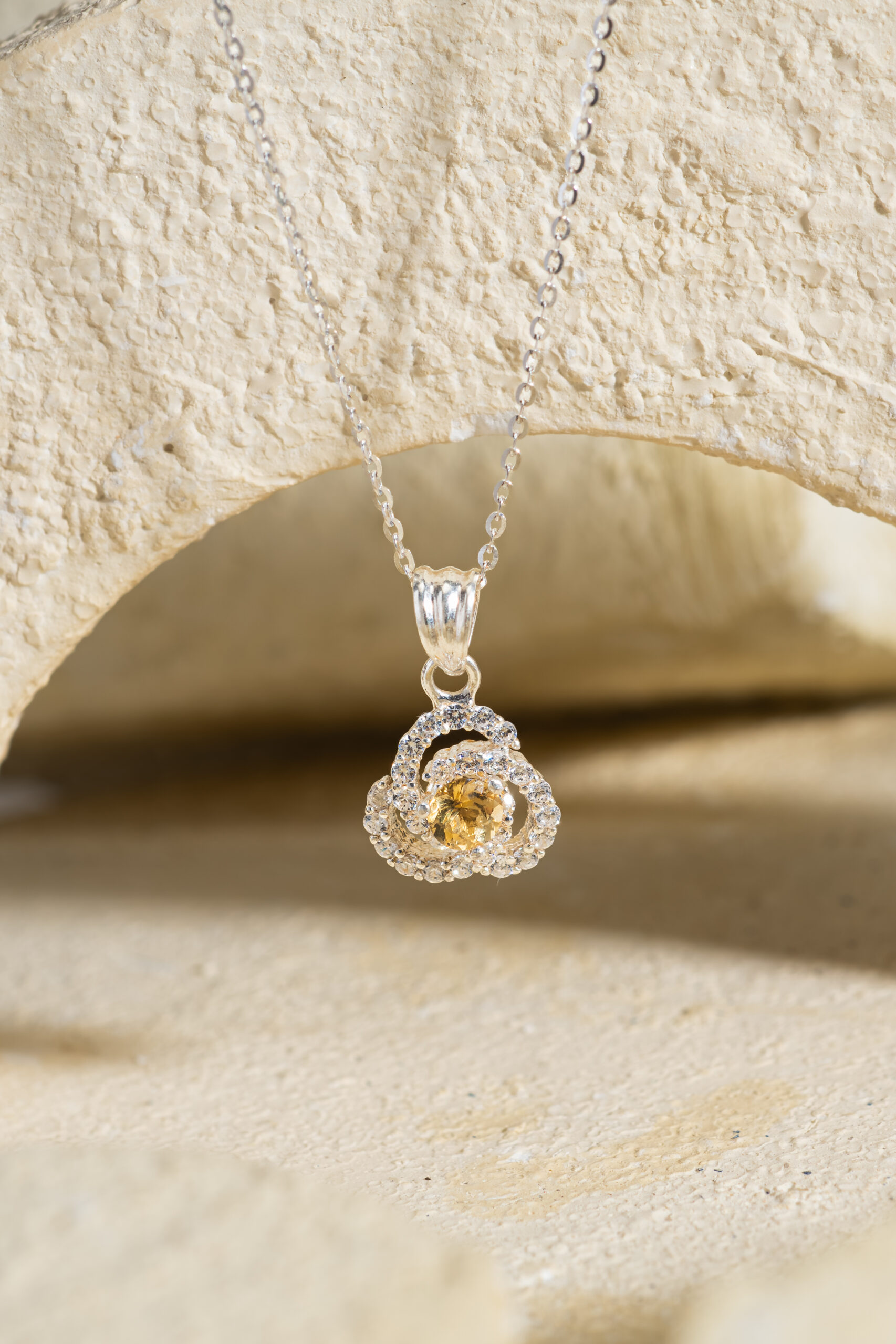 OPL-PF-CIT-4 Mặt Dây 3 Cánh Hoa Citrine bạc S925 Opalina