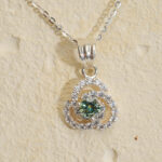Mặt Dây 3 Cánh Hoa Moissanite Xanh bạc S925 Opalina