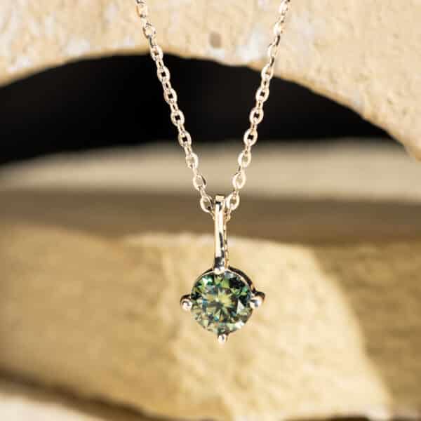 Mặt Dây Moissanite Xanh bạc S925 xi bạch kim Opalina