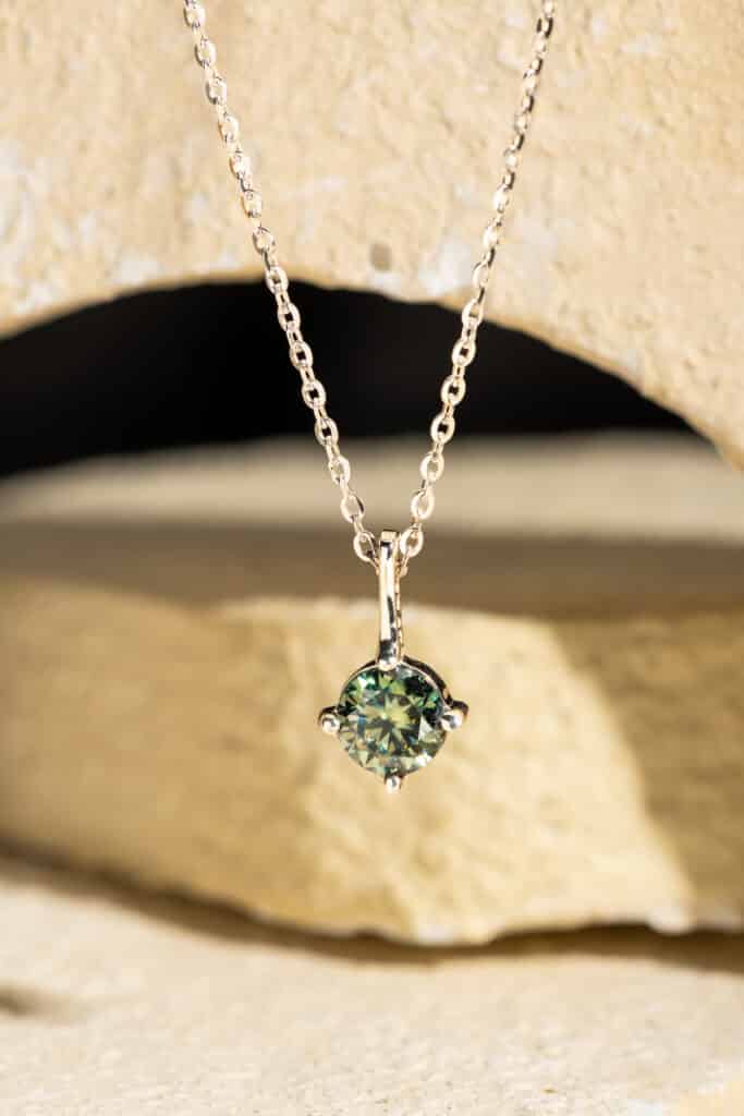 Mặt Dây Moissanite Xanh bạc S925 xi bạch kim Opalina