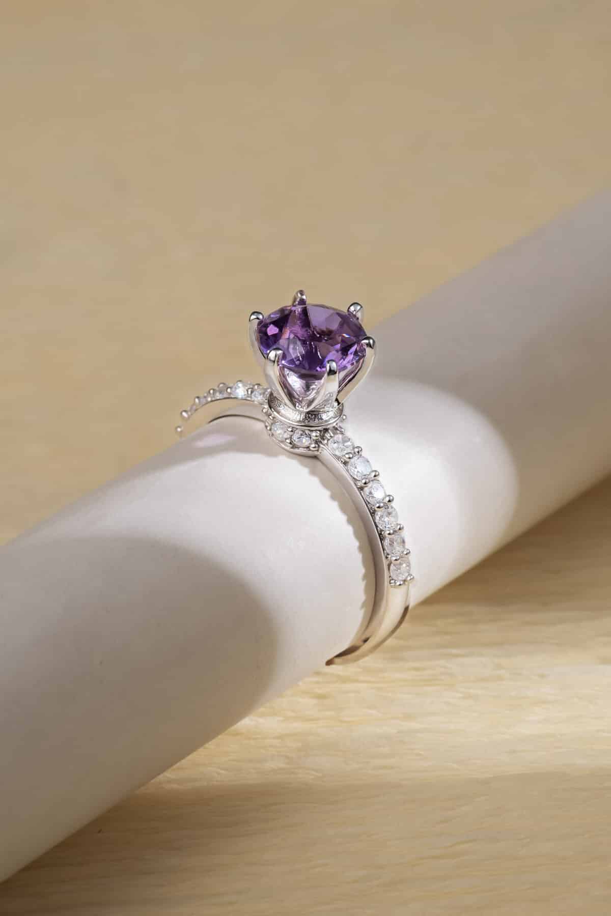 Hợp tác kinh doanh Opalina — nhẫn Amethyst bạc S925 nhận chế tác thiết kế riêng cho đối tác