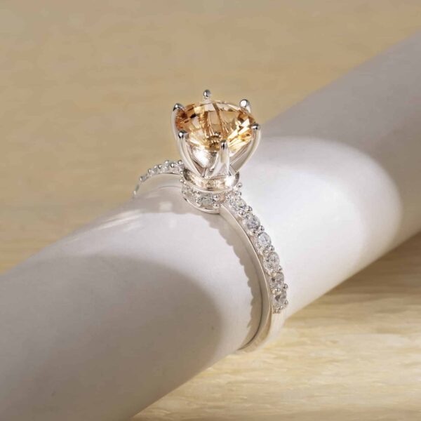 Nhẫn Citrine bạc S925 xi bạch kim Opalina