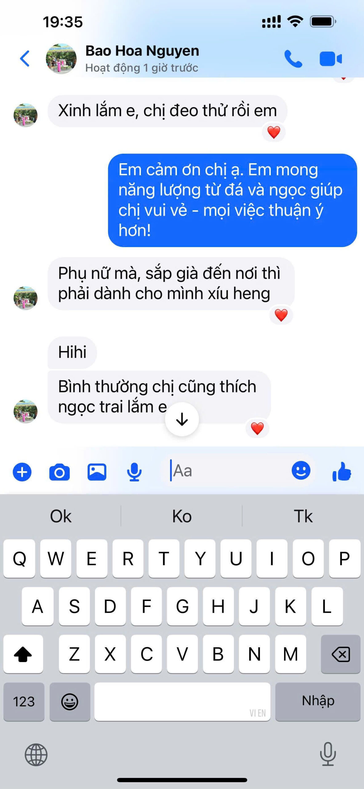 Khách hàng đánh giá dây chuyền ngọc trai biển Opalina